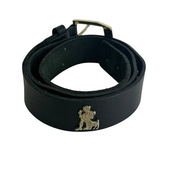 Vintage Swiss Leather Belt Black Folk Belt Cow Farmer Details